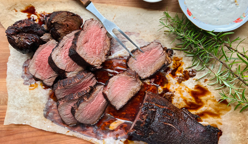 24 Hour Dry Rub Bison Tenderloin with Horseradish Sauce