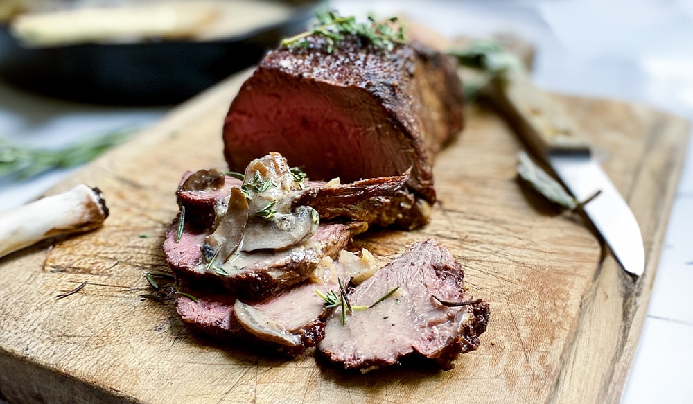 Bison Roast with Mushroom Cream Sauce