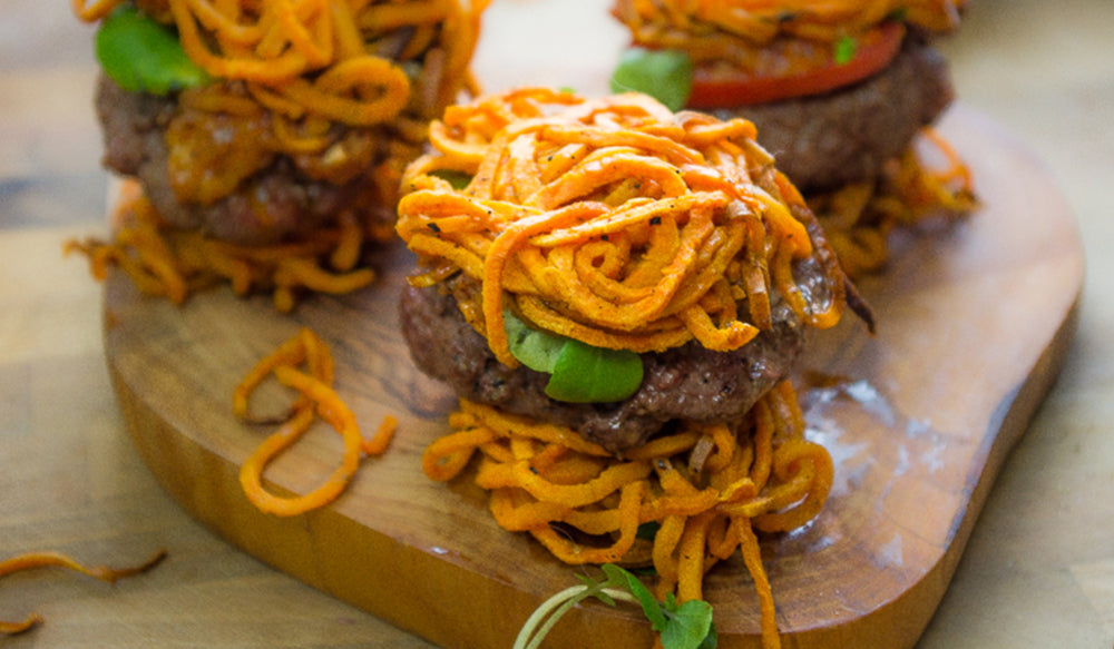 Bison Sliders with Sweet Potato Fry Buns