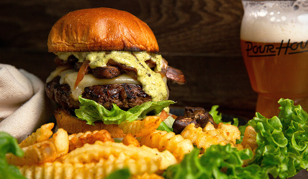 Elk Burger with Roasted Poblano and Garlic Aioli