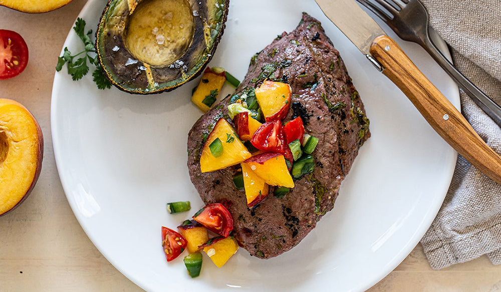 Elk Ribeyes w/ Fresh Peach Salsa