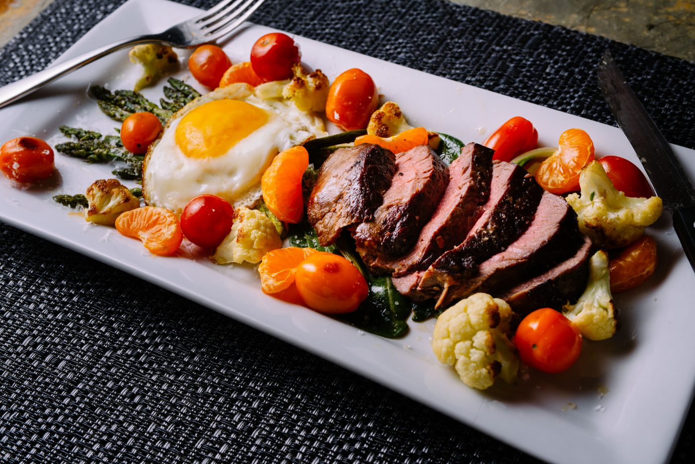 bison filet mignon with egg