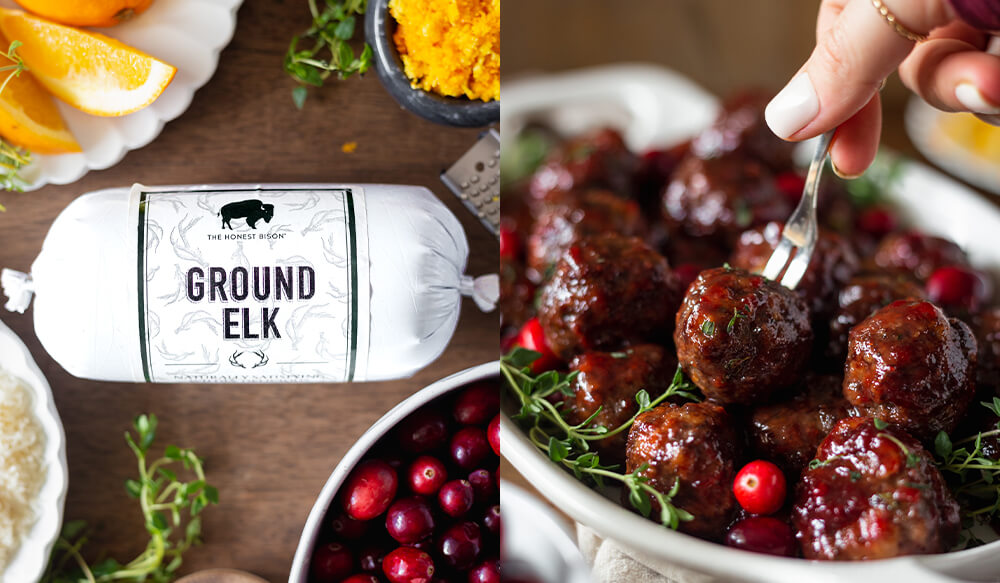 Thyme Elk Meatballs with Cranberry Balsamic Sauce
